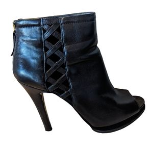 Nine West Black Peep Toe Ankle Booties Size 9